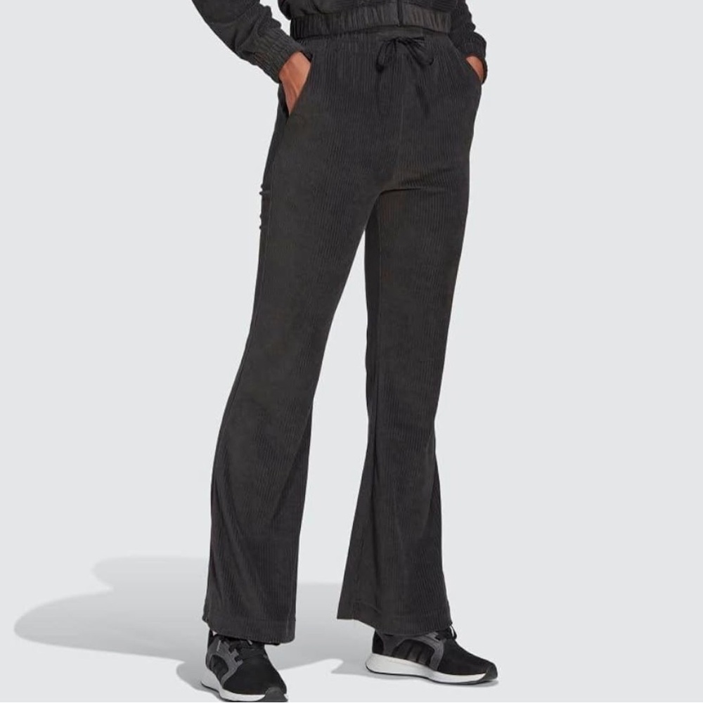 Adidas Hyperglam Ribbed Velour Flared Leg Pants